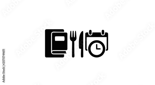 Restaurant Eating Utensil Clock Icon.