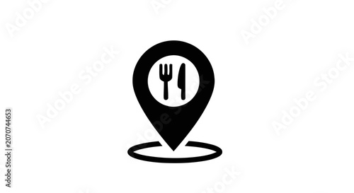 Restaurant Location Pin Icon Symbol.