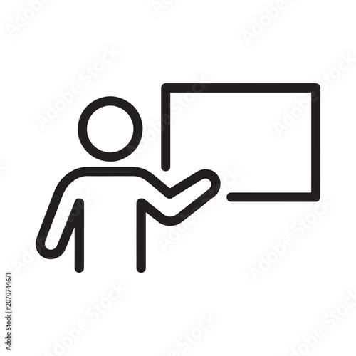 Person Presenting To Blank Screen Icon Linear Style