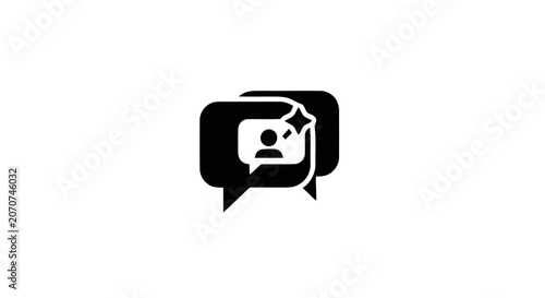 Fotografi Sad Face Chat Speech Bubble Icon.
