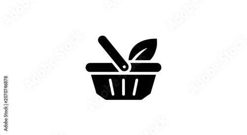 Valokuva Shopping basket with a leaf.