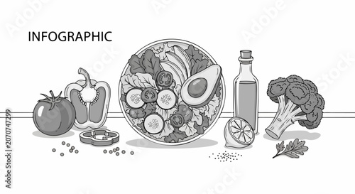 Variety of fresh healthy food ingredients.
