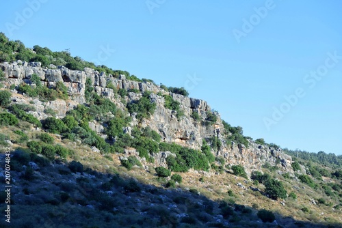 Galilee mountain landscape with blue sky