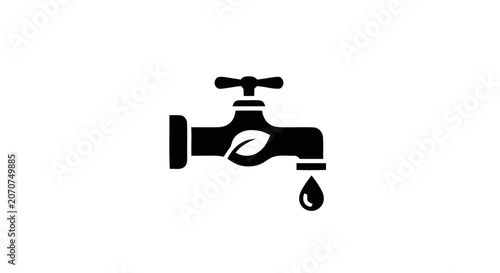 Vászonkép Water Faucet Tap With Drop.