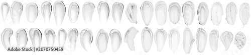 Collection of Transparent Cosmetic Gel Smears on Transparent Background