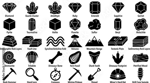 Foto Geology science icons collection