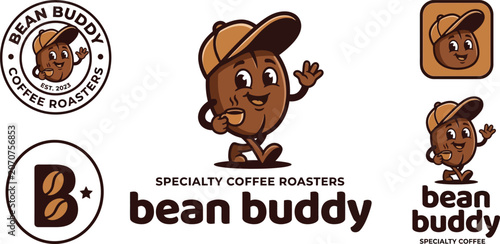 Foto Coffee bean mascot character set for specialty coffee roastery brand