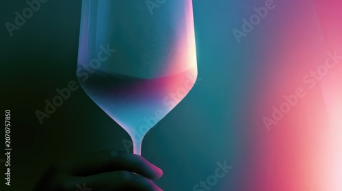 Minimalist Digital Illustration of a Hand Holding a Wine Glass at Night