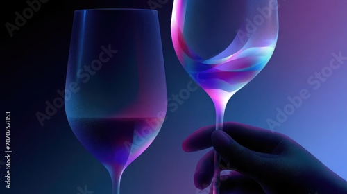 Stylized Illustration of a Hand Holding a Glass Against a Dark Background