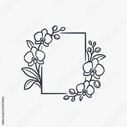 Black and white line art of a decorative floral wreath.
