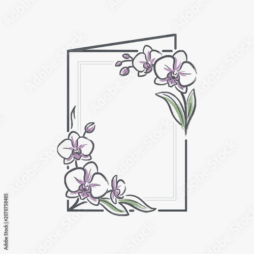 Black and white line art of a floral wreath with ribbons.