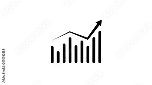 Animated 2D bar graph showing market trend and corporate success on clean background.