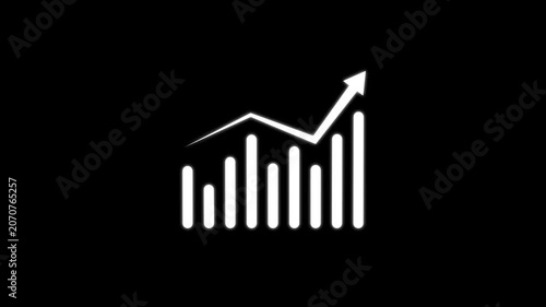 Animated 2D bar graph showing market trend and corporate success on clean background.