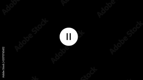 Cursor arrow clicking play button animation isolated on black background. Glowing play button icon animation with circle on black background