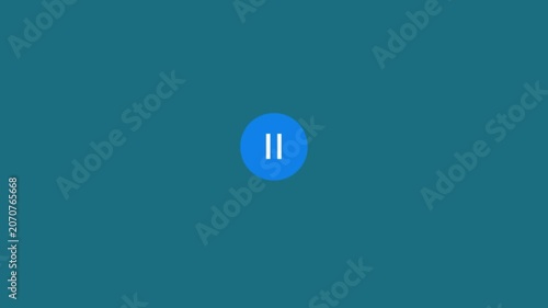 Interactive play and pause button ui animation. Transparent background with alpha channel