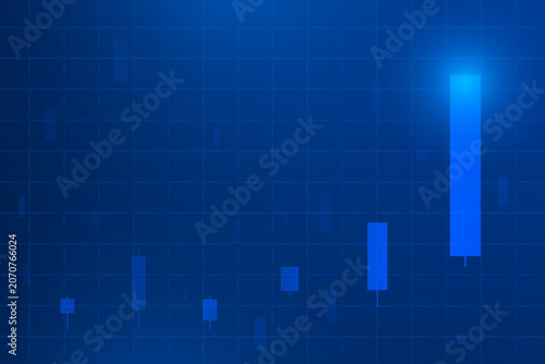 Blue Stock Market Background with Candlestick Chart. Financial Trading Graph. Vector Illustration