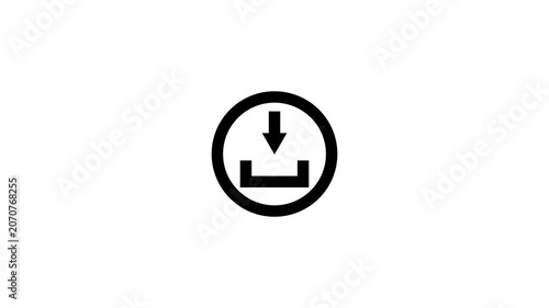 Animated login icon with download arrow and circular progress bar on white background.