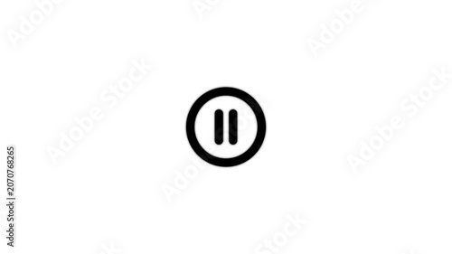 Animated media player icon showing loading transition to play and pause buttons on white background.