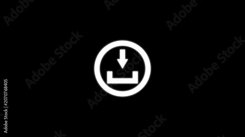 Animated login icon with download arrow and circular progress bar on white background.