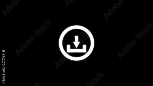 Animated login icon with download arrow and circular progress bar on white background.