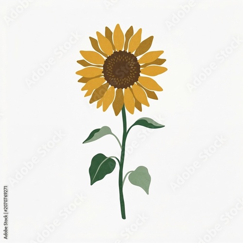 Vibrant Sunflower Blooms In Illustrative Style With Bright Colors