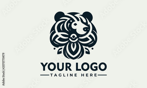 Elegant Stylized Bear Head Vector Logo Illustration Concept For Creative Branding Design