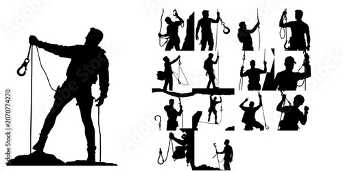 Photos Man Holding A Rope And Grappling Hook Silhouette