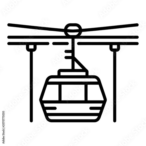 Cable car vector icon in line style design for web, app, ui, ux, game.