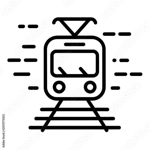 Front view of train vector icon isolated on transparent background, simple.