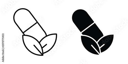 Cuadro en lienzo Herbal capsule icon. Linear icon collection. Editable vectors