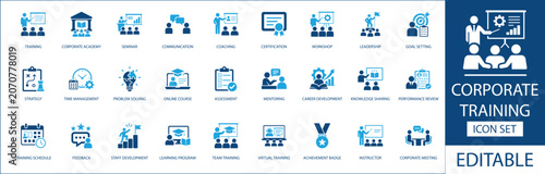 Bild auf Leinwand Corporate training icon set