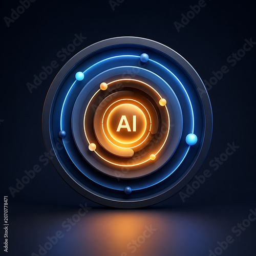 vector illustration of a glowing icon on a black background