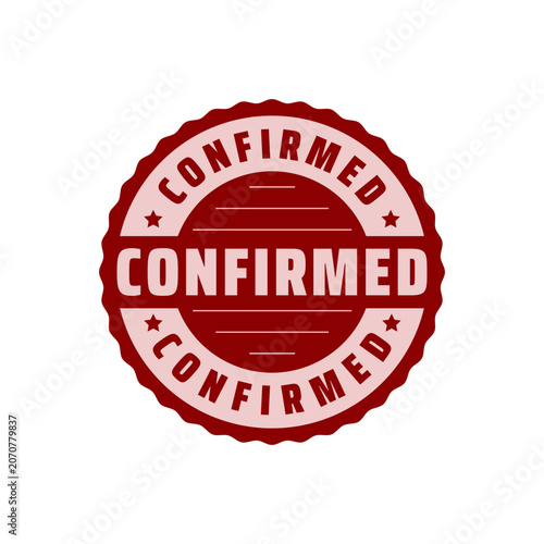 A professional red round rubber stamp seal design with the word confirmed in the center. Ideal for document approval, status markers, and verification.
