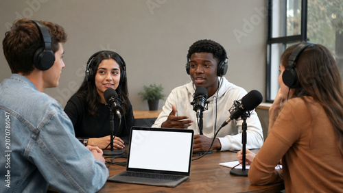 Young people recording community podcast to amplify youth voice