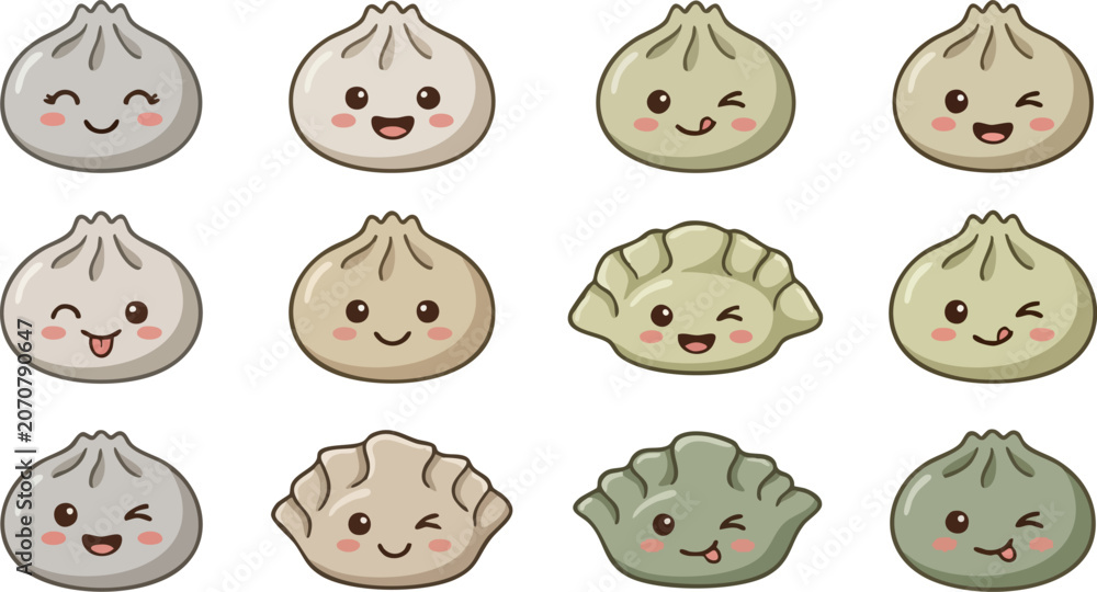 Fototapeta premium Cute pixel art style smiley face emoticons showing different emotions Vector