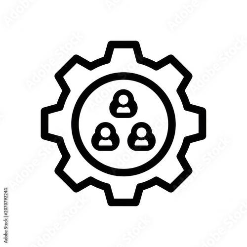 Team management concept icon with people in gear symbol, management