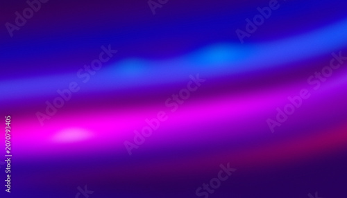 Vibrant abstract background featuring flowing waves of bright neon blue and intense magenta light creating a smooth gradient effect with a soft cinematic grain texture in a high resolution composition