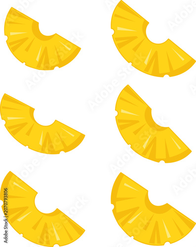 Canvastavla Canned pineapple slices set vector illustration