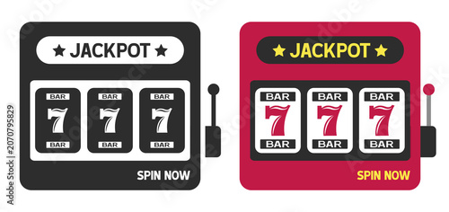 Slot machine cartoon icon set. Jackpot illustration. Vector flat clipart