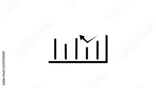 Animated 2D bar graph showing market trend and corporate success on clean background.