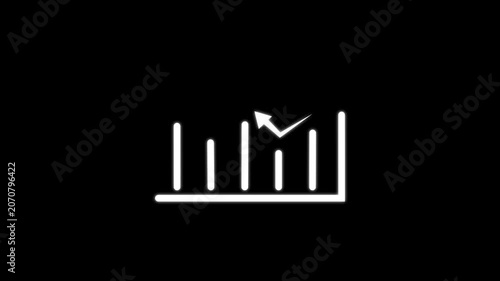 Animated 2D bar graph showing market trend and corporate success on clean background.