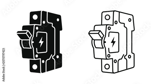 Quadro su tela Electrical circuit breaker icon black and line art versions