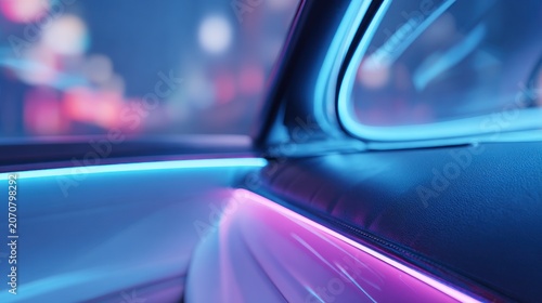 Neon interior car details abstract