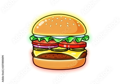 Delicious cheeseburger with melted cheese and toppings