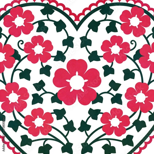 Vector illustration of traditional Austrian rural wedding folk art ornament