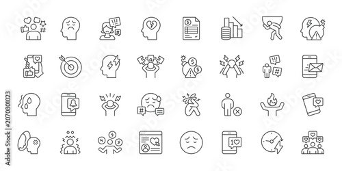 Tableau sur toile FOMO icons in line design