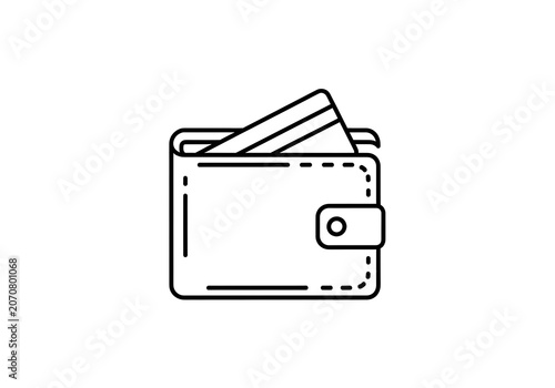 Empty wallet with card and cash illustration