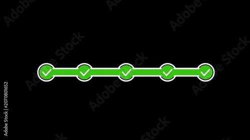 Step-by-Step Verification Progress Bar Animation with Five Completed Stages and Check Marks – Verified Process Concept
