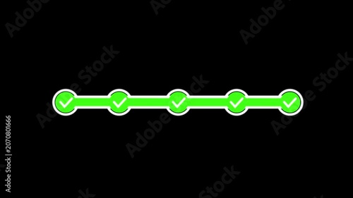 Step-by-Step Verification Progress Bar Animation with Five Completed Stages and Check Marks – Verified Process Concept