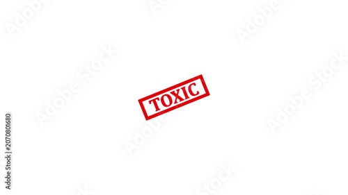 Toxic Red Grunge Rubber Stamp Animation on White Background – Warning Label Motion Graphic 4K